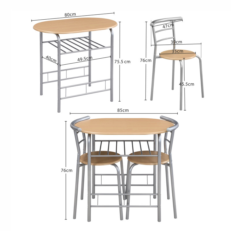 2 - Person Dining Set, Beige/Silver