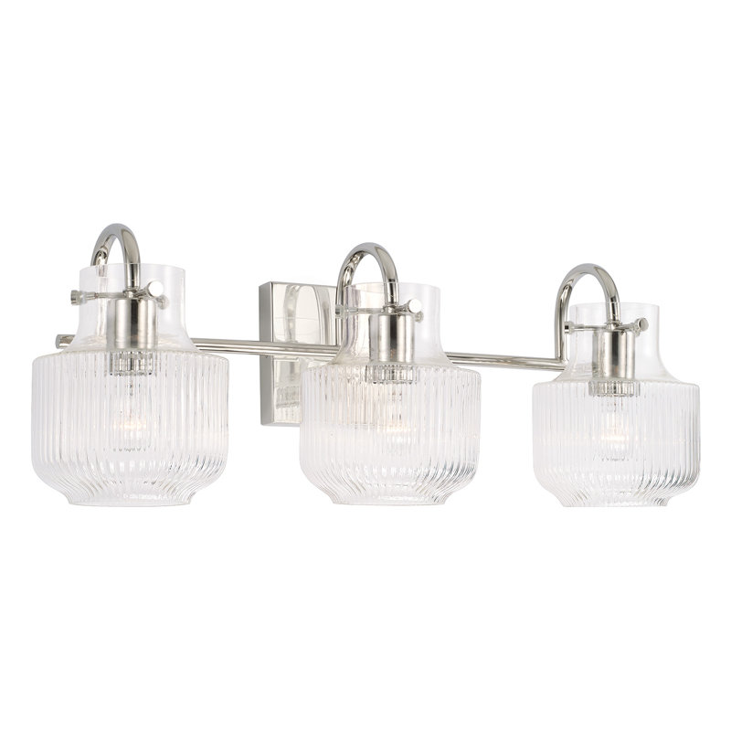 3 - Light Dimmable Vanity Light, Polished Nickel