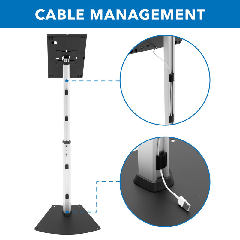 Adjustable Anti-Theft Black and Silver Tablet Floor Stand