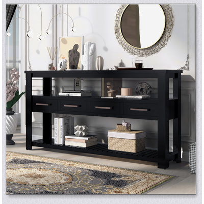 Modern Console Table Sofa Table For Living Room With 4 Drawers And 2 Shelves, Perfect For Organized Storage And Elegant Design