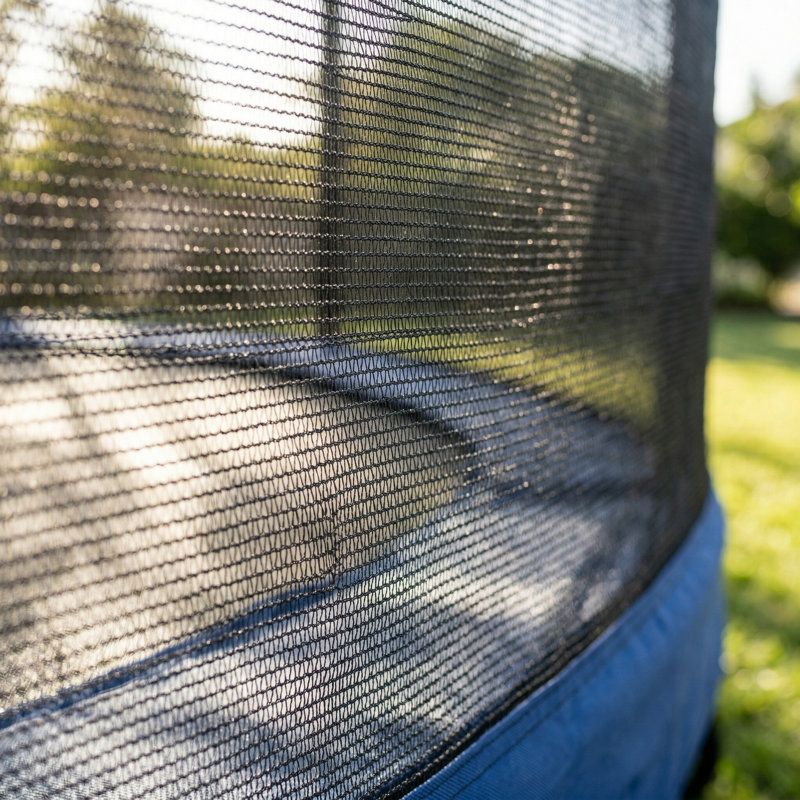 Trampoline d'extérieur carré pour enfants et adultes avec filet de protection et balançoire, noir et bleu, métal, 4 x 6 pi