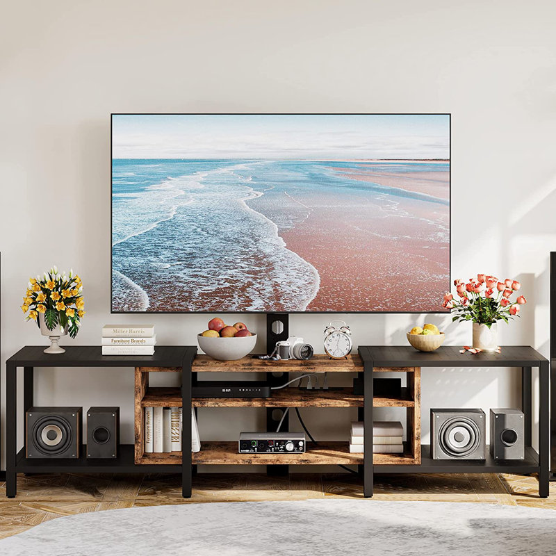 Sauve TV Stand for TVs up to 85", Black/Brown