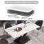 table de salle à manger moderne en pierre artificielle blanche à rebords droits en métal noir avec pieds en X - 6 personnes-1694416026