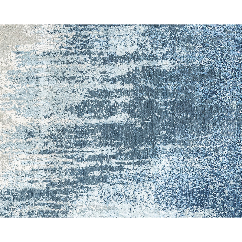 Tapis argenté et bleu noué à la main de haute qualité, Rectangle de 5 pi x 8 pi