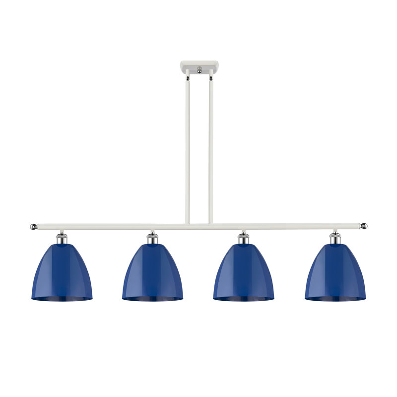 Lustre 4 lumières Plymouth Dome, Bleu, Blanc / chrome poli