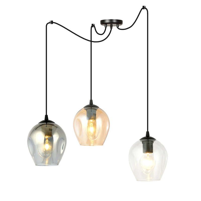 Cadey-Lee 3 - Light Black Cluster Pendant, Graphite/Amber/Transparent