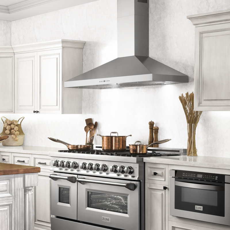 42" KL3 400 CFM Convertible Wall Mount Range Hood in Brushed Stainless Steel