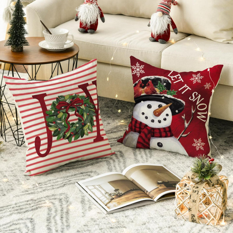 Merry Christmas Let It Snow Joy Stripes Gift Box Red, H 16 po x l 16 po