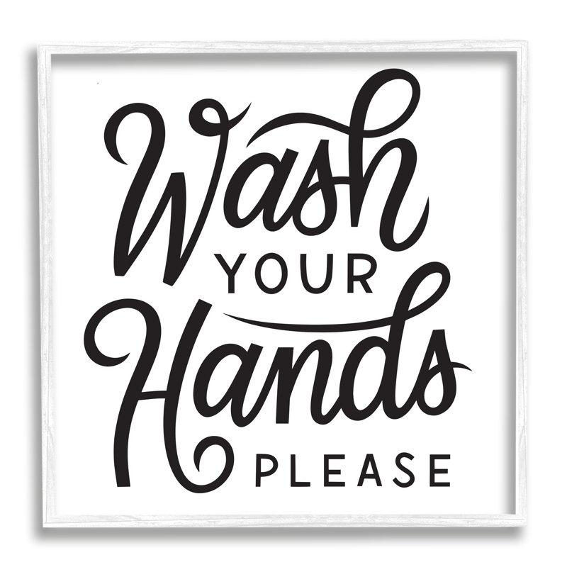 «Wash Hands S'il Vous Plaît», signe de la salle de bain par Jalynn Heerdt - impression, L 12 po x H 12 po