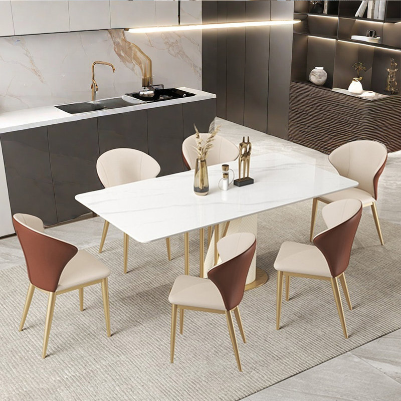 Luxury modern simple rectangular dining table sets, 29.5"H x 55.1"L x 31.5"W