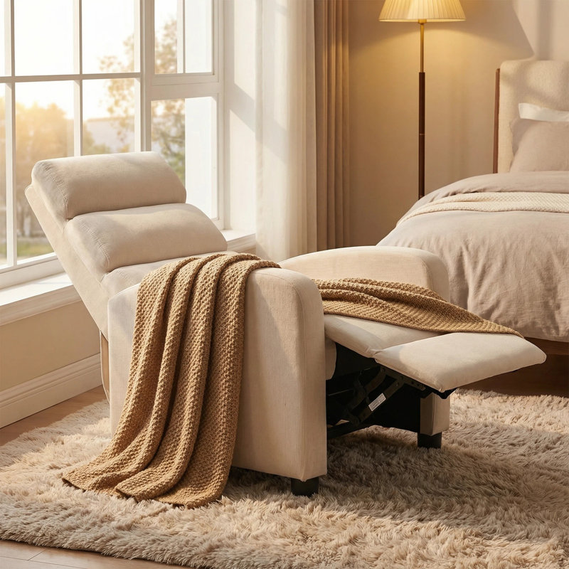 Fauteuil inclinable manuel rembourré 19 po, Beige