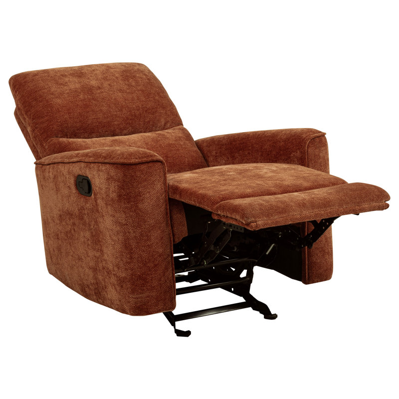 Heise Chenille Upholstered Glider Recliner Burnt Orange, Burnt Orange