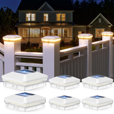 Solar Post Cap Lights Outdoor, 6 Pack 40 Leds 4x4 Post Solar Lights Outdoor Waterproof With 3 Modes, 30 Lumens Fence Post Solar Lights, Solar Powered Deck Fence Post Lights For Vinyl Wooden Post