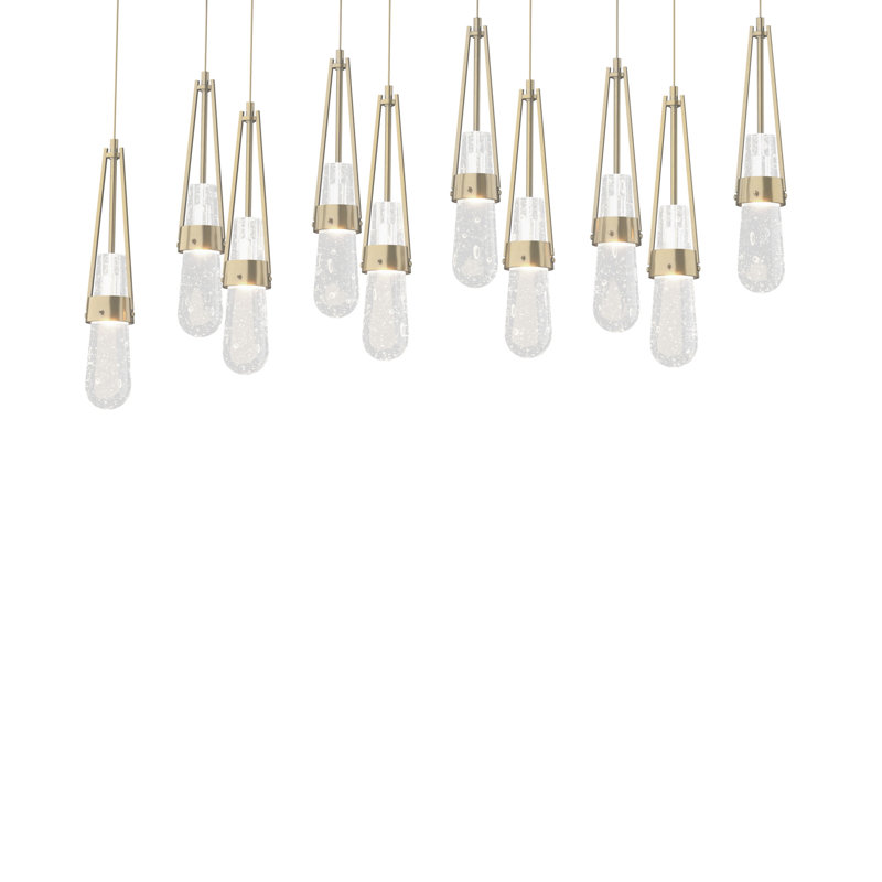 Link 10 - Light Pendant, Long: 19" to 130", Modern Brass, Clear Bubble Glass