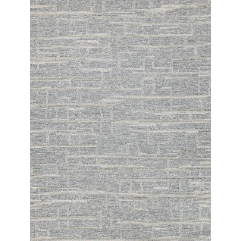 Park City Hand Tufted Geometric Area Rug in Light Gray/Ivory, Rectangle 6' x 9'