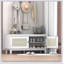 Banc d'entrée en rotin avec rangement Boho, banc à chaussures rembourré avec portes doubles, rangement en bois-52088723