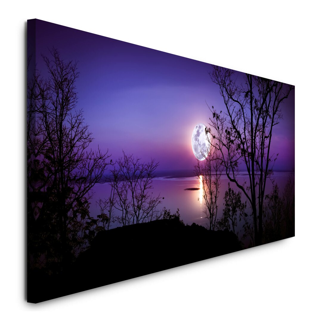 Leinwandbild "Abendhimmel am See - Vollmond"