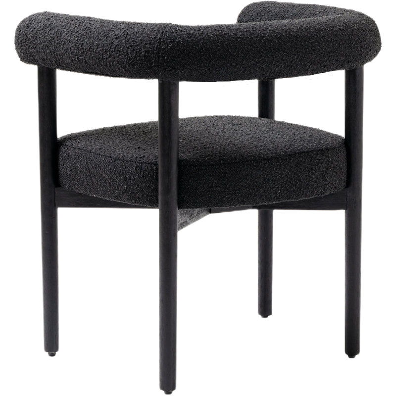 18.9'' H Boucle Fabric Upholstered Armchair, Black Boucle Fabric, Black