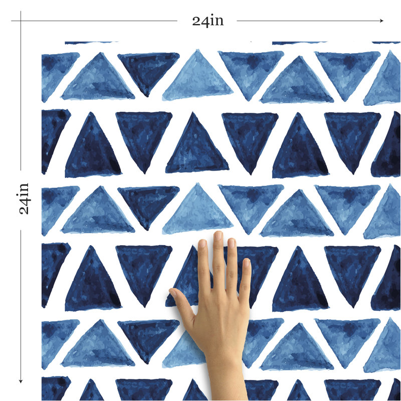 Panneau de papier peint adhésif amovible triangles Zhenya, L 126 po x l 24 po