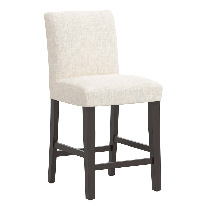 Tabouret de bar et de comptoir Hadrien, Lin classique talc, Tabouret de comptoir (siège d'une hauteur de 26 p, Crème