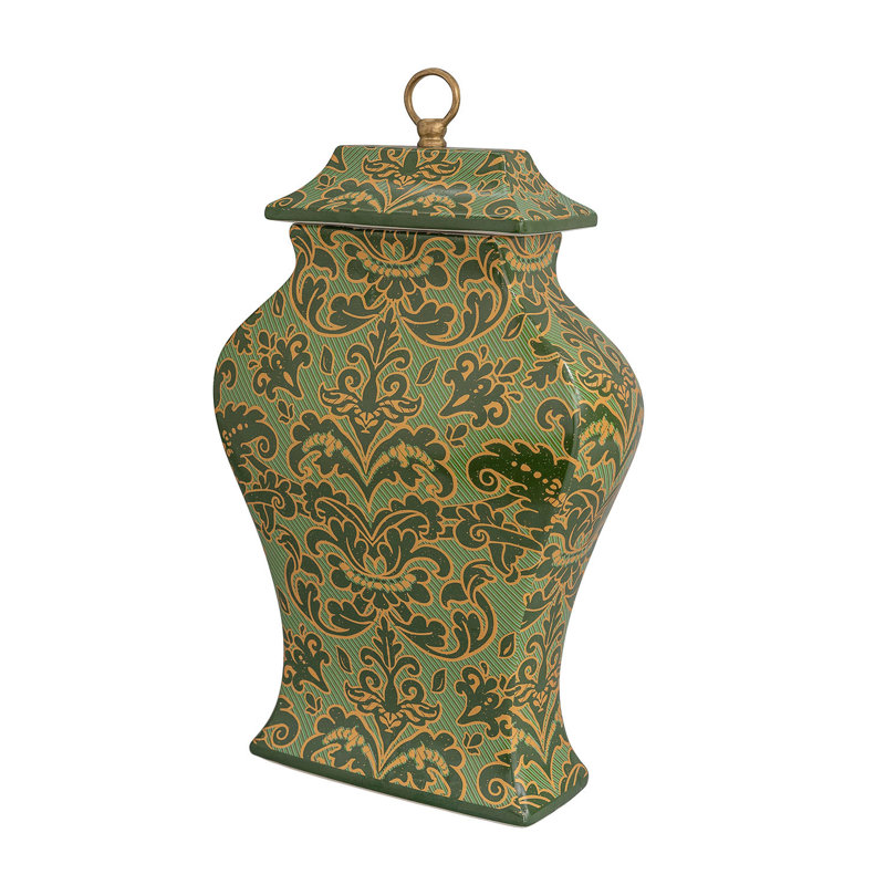 Richmond Damask Jar, Green;Gold
