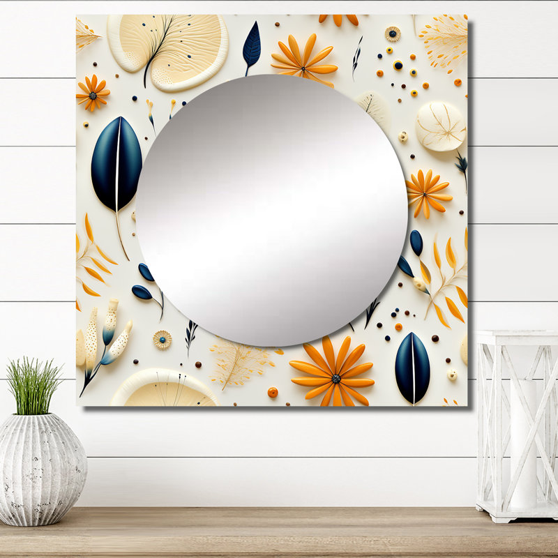 Motif bohème de fougères bleues et blanches minimalisme minimaliste floral, 23 po x 23 po
