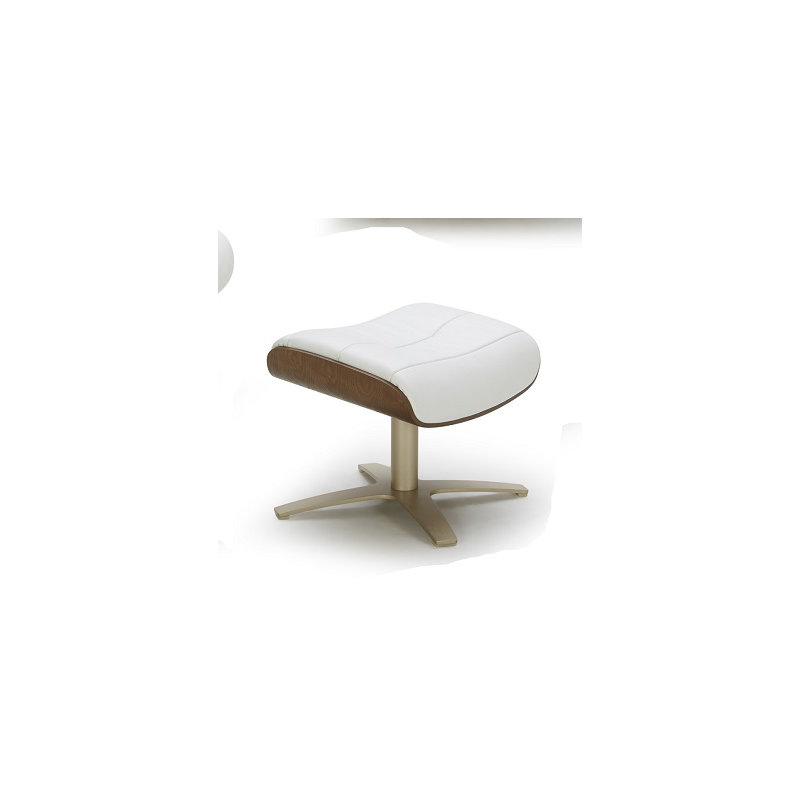 Dakota Leather Ottoman, White Genuine Leather