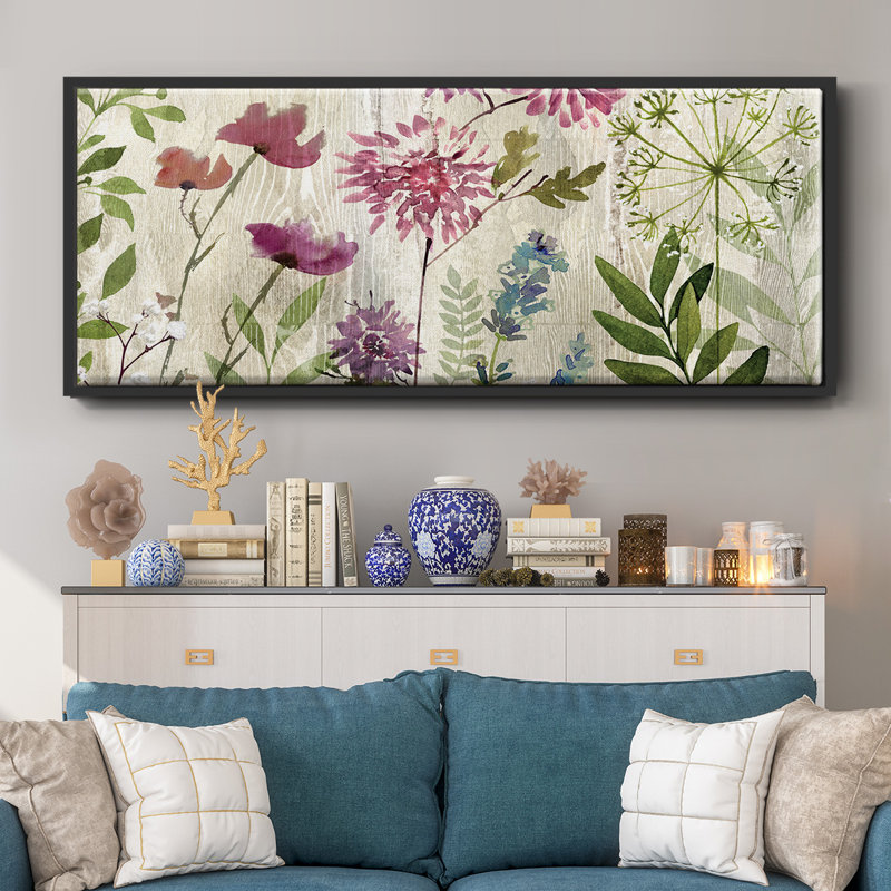 Meadow Flowers II- Framed Canvas, 24" H x 60" W