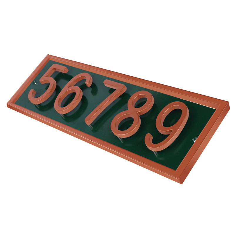 Plaque d'adresse horizontale flottante en aluminium Royal Shade, Cuivre, Oui, Vert