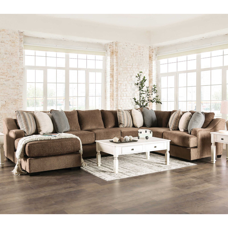 Canapé modulaire rembourré 102 po Araujo, Chenille brun