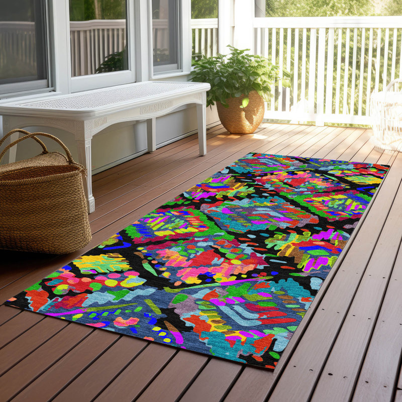 Tapis noir intérieur / extérieur lavable à la machine Christain ACN1327, Tapis de couloir 2 pi 3 po x 7 pi 6 po