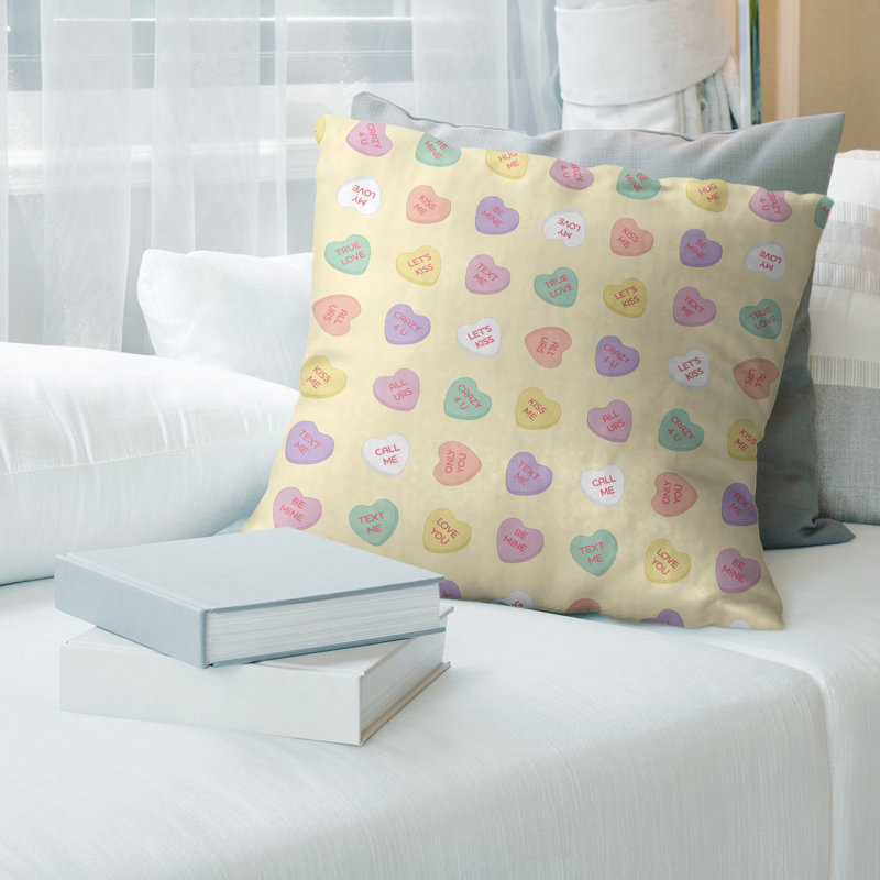 Coussin décoratif 14 po, 18 po x 18 po, Jaune / mauve / rouge