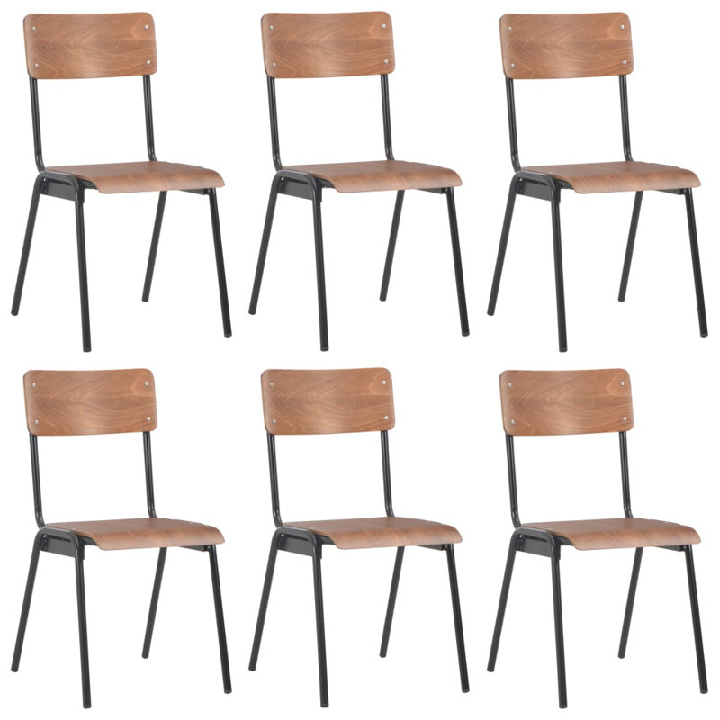 Wolfgang 46cm H Metal Stacking Side Chair in Brown, Brown/Black, 6