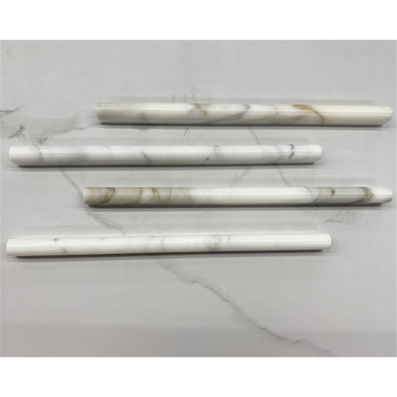 Calacatta 12" x 1" Marble Mosaic Tile, White/Gray