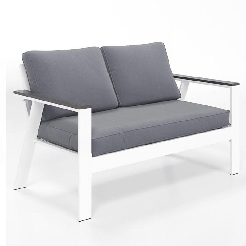 All-Weather Aluminum Patio Loveseat With Angled Backrest
