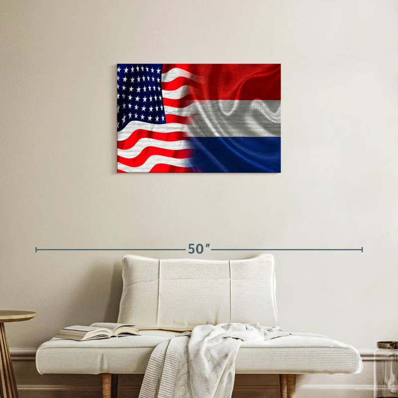 Borges, États-Unis et drapeaux néerlandais, H 20 po x l 30 po