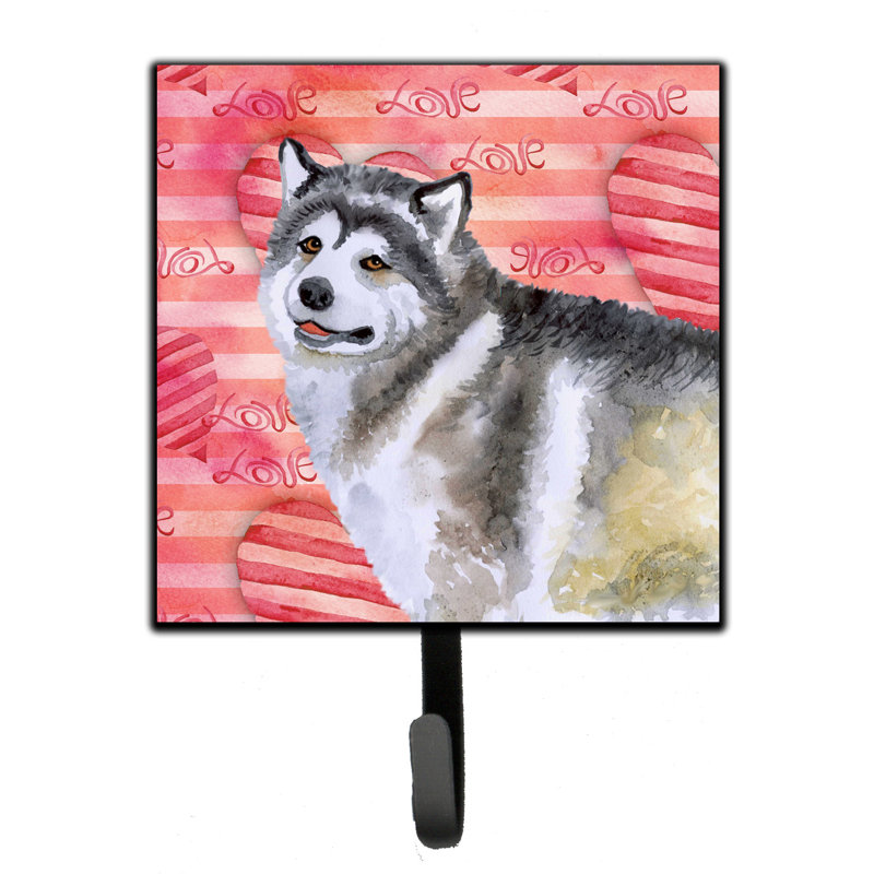 Organisateur de clés murales avec crochets clés chihuahua love Saadet, Malamute d’Alaska, Rose / brun / noir