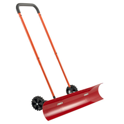 Snow Pusher Shovel with Wheels 37.8 in Plastic Winter Snow Plow for Driveway