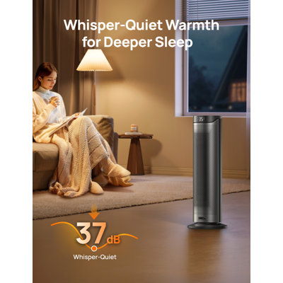 DREO 1500w Portable Indoor Ceramic Convection Electric Space Heater with Remote, 3-heat Levels In Black