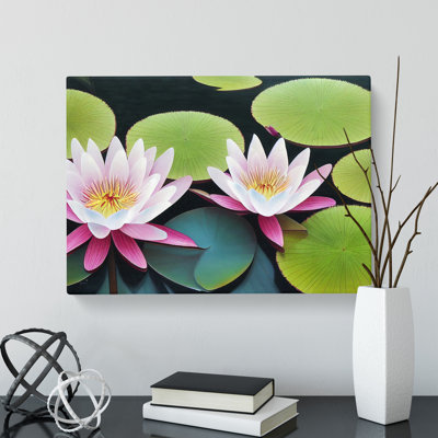 Beguiling Water Lily Flowers - Wrapped Canvas
