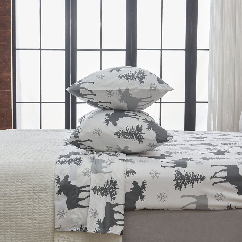 Ultra Soft Lodge Printed Microfiber Sheet Set, King, Moose