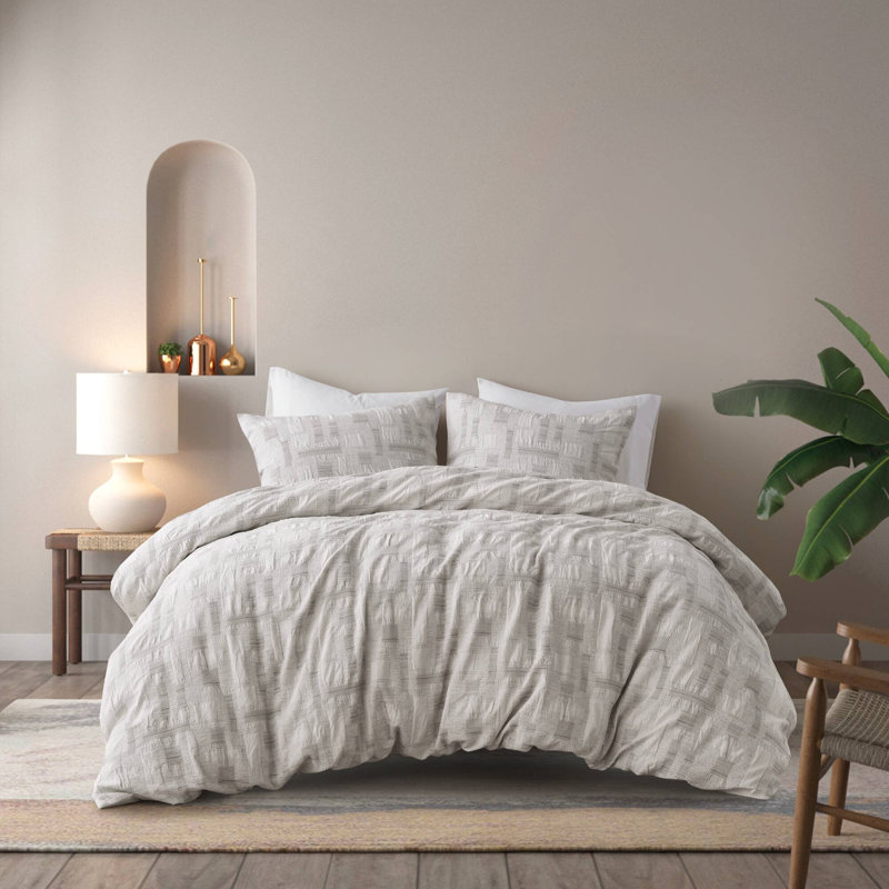 Ensemble d'édredon en jacquard de coton 3 pièces Cairo, Édredon double / grand + 2 taies décoratives sta