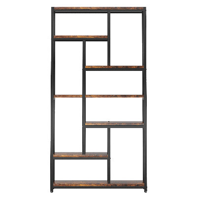 78.7" Extra Tall 7-Tier Industrial Vintage Rustic Brown Etagere Bookcase With 10 Shelves Organizer For Living Room, Bedroom