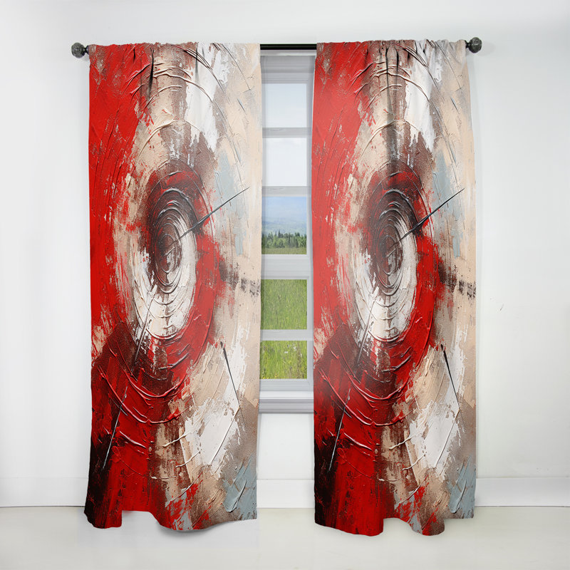 Red Grey Majestic Motion Spiral - Rideau en spirale - Velours obscurcissant - 1 panneau, L 52 po x L 95 po