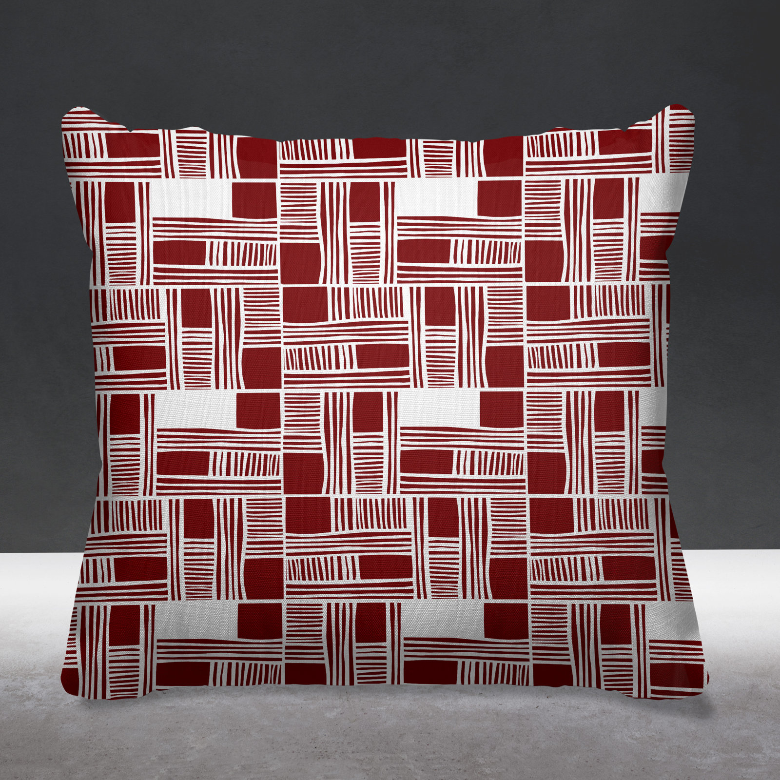 Kapri 20" x 19" Pillow Cover and Insert, 15" x 15", Red, Square