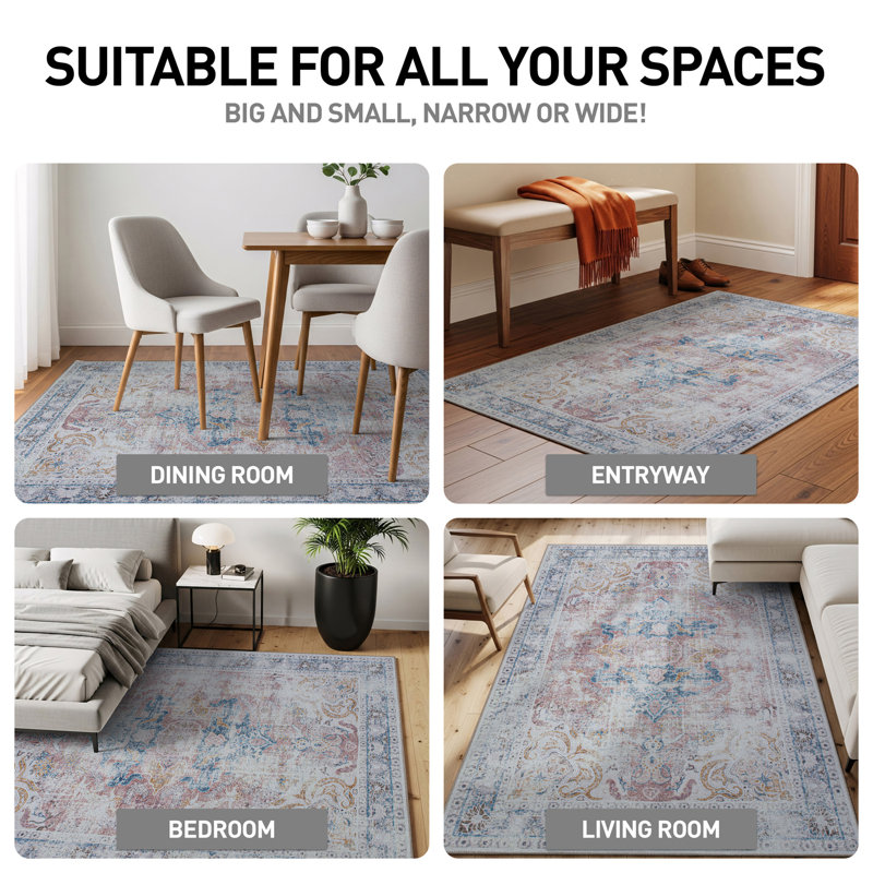 Lossett Oriental Flatweave Machine Washable Polyester Performance Rug, Rectangle 7'6" x 9'6"