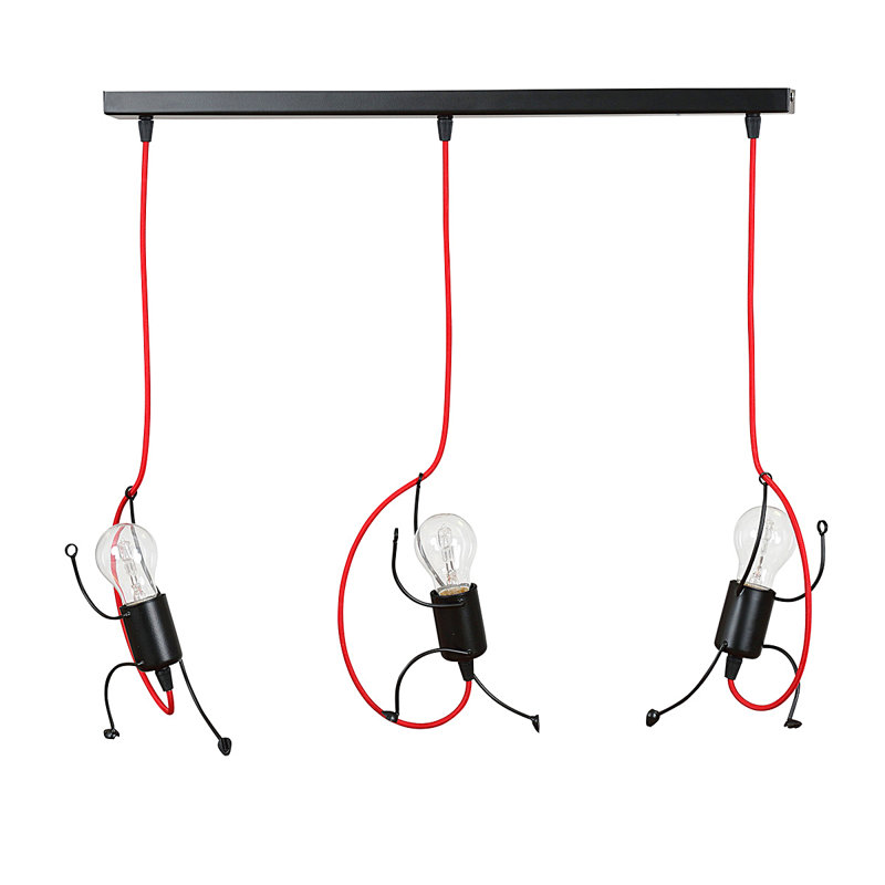 Pascual 3 - Light Unique/Statement Pendant, Black/Red