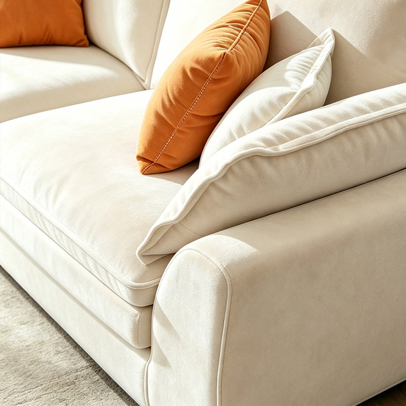 Canapé modulaire en velours blanc crème, 33.46"H*110.24"W*39.37"D