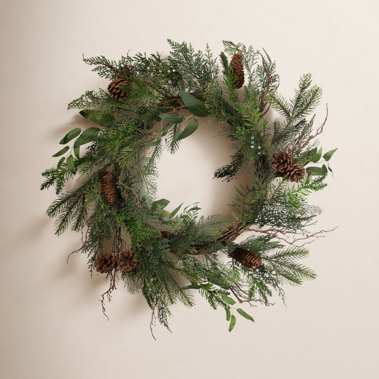 24'' Faux Cedar Polyethylene Plastic Wreath