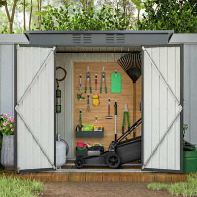 6 Ft. W X 4 Ft. D Outdoor Metal Storage Shed Garden Tools Shed Lockable Door Foundation Kit Included